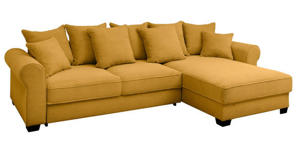 ECKSOFA Gelb Cord  - Gelb/Schwarz, KONVENTIONELL, Kunststoff/Textil (318/197cm) - Hom`in