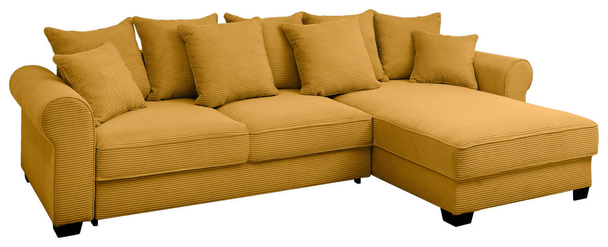 ECKSOFA Gelb Cord  - Gelb/Schwarz, KONVENTIONELL, Kunststoff/Textil (318/197cm) - Hom`in