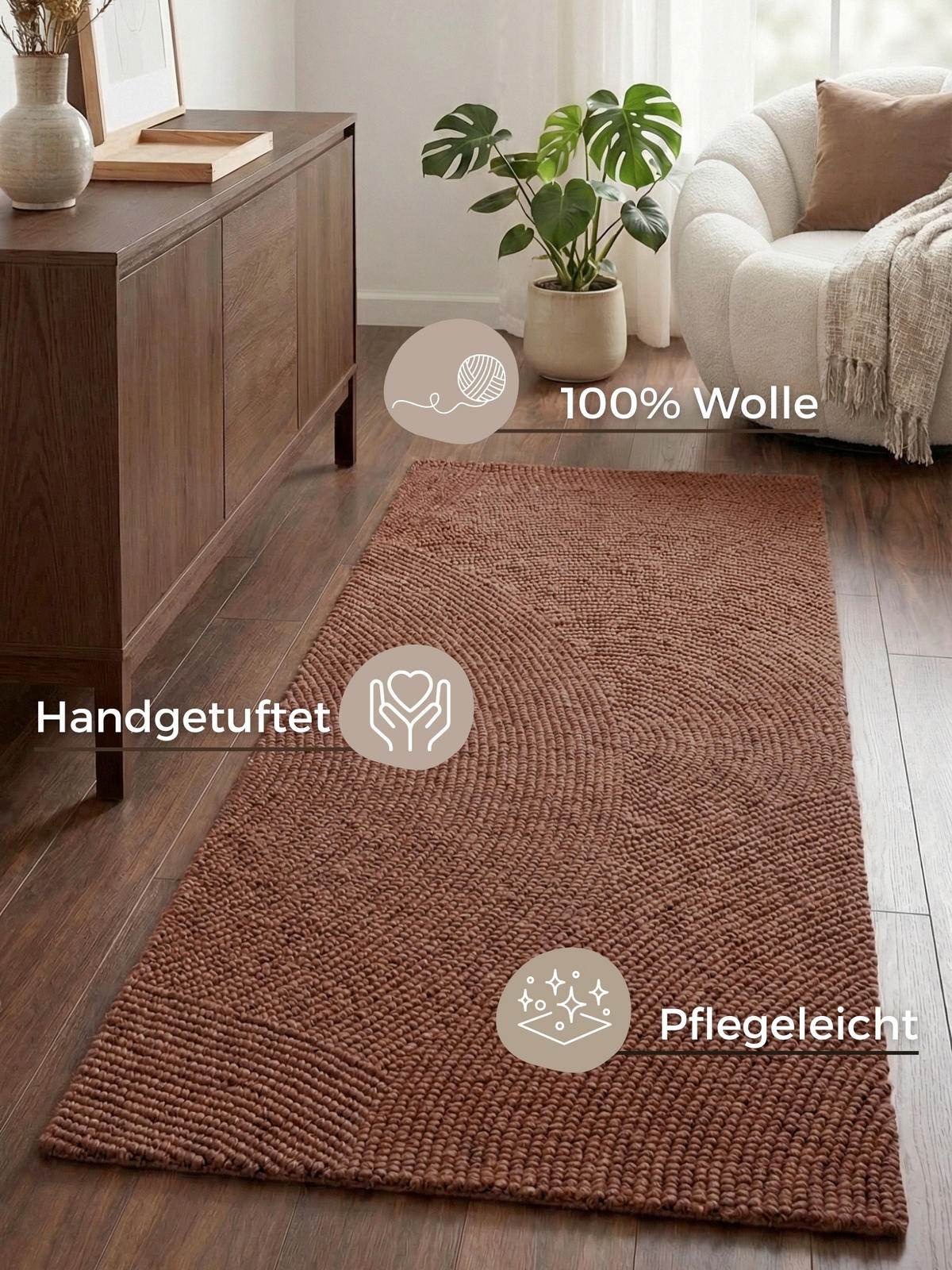 LÄUFER 80/200 cm Calmio  - Rotbraun, Basics, Textil (80/200cm) - Hanse Home