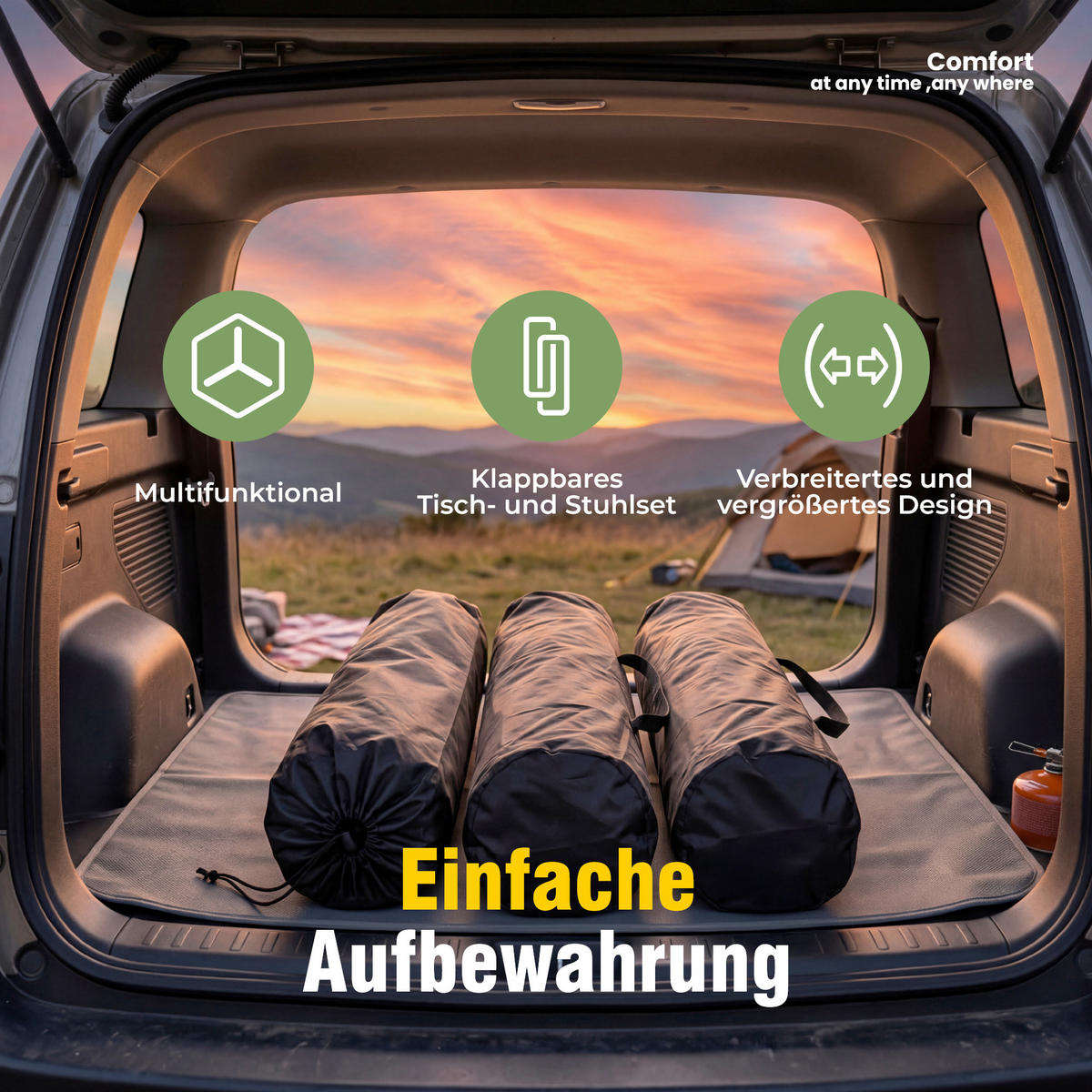CAMPINGGARNITUR - Blau, Basics, Textil/Metall (43/79/43cm) - Modante