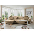 ECKSOFA in Mikrofaser Beige  - Wildeiche/Beige, KONVENTIONELL, Holz/Textil (236/286cm) - Voleo