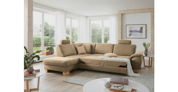 ECKSOFA in Mikrofaser Beige  - Wildeiche/Beige, KONVENTIONELL, Holz/Textil (236/286cm) - Voleo