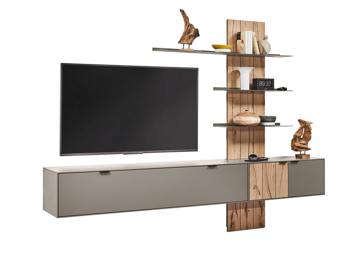 WOHNWAND  in Eichefarben, Hellgrau  273,8/205,5/37,1 cm  - Eichefarben/Hellgrau, Design, Holz/Holzwerkstoff (273,8/205,5/37,1cm) - Dieter Knoll