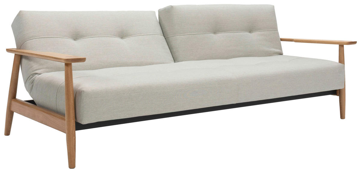 SCHLAFSOFA  in Flachgewebe Naturfarben, Weiß  - Eichefarben/Naturfarben, Design, Holz/Textil (232/77/99cm) - Niels Andersson