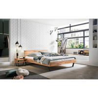 BETT 180/200 cm,  in Buchefarben,  - Buchefarben/Schwarz, Design, Holz/Metall (180/200cm) - Hasena