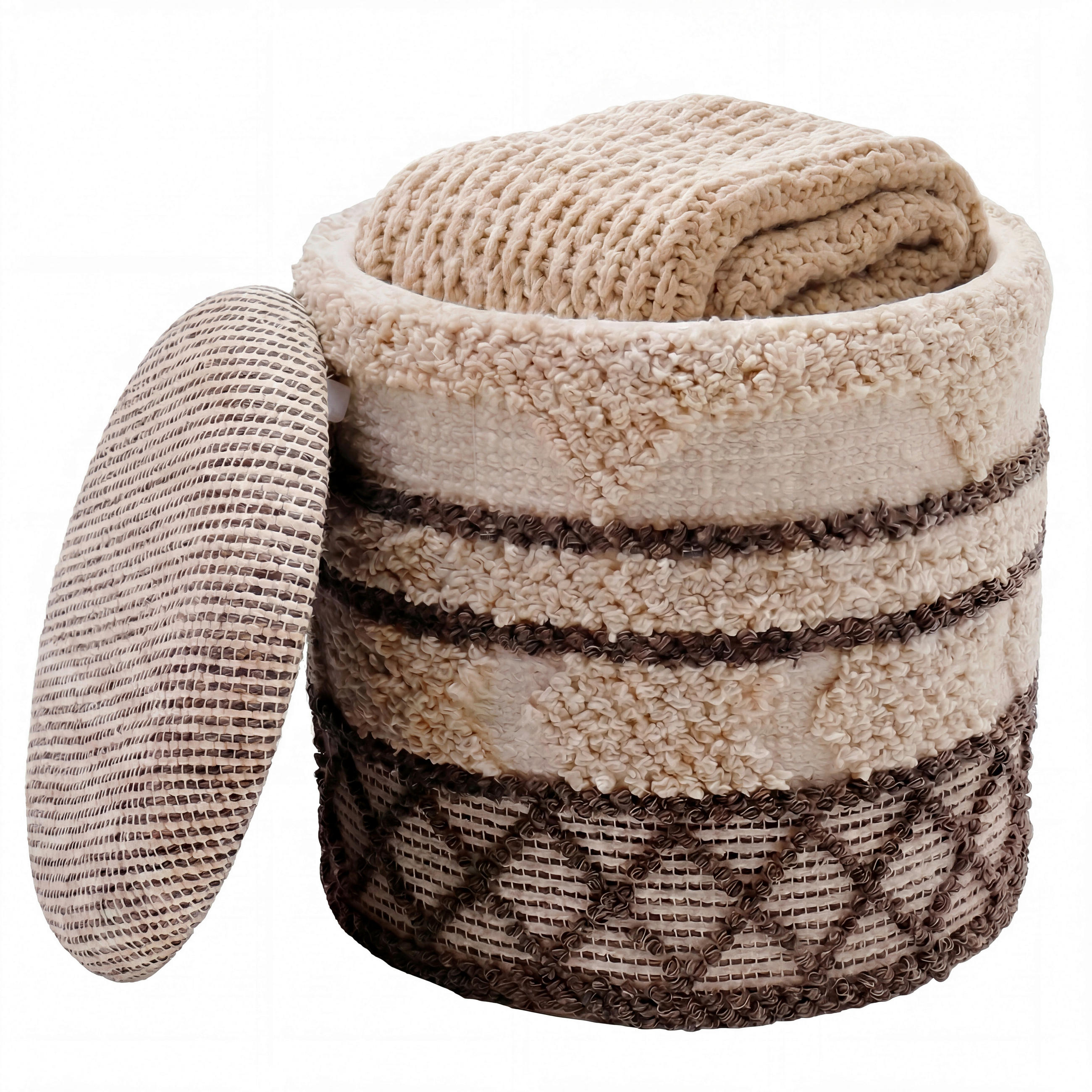 HOCKER Textil Beige  - Beige, Design, Textil (40/45/40cm) - Livetastic