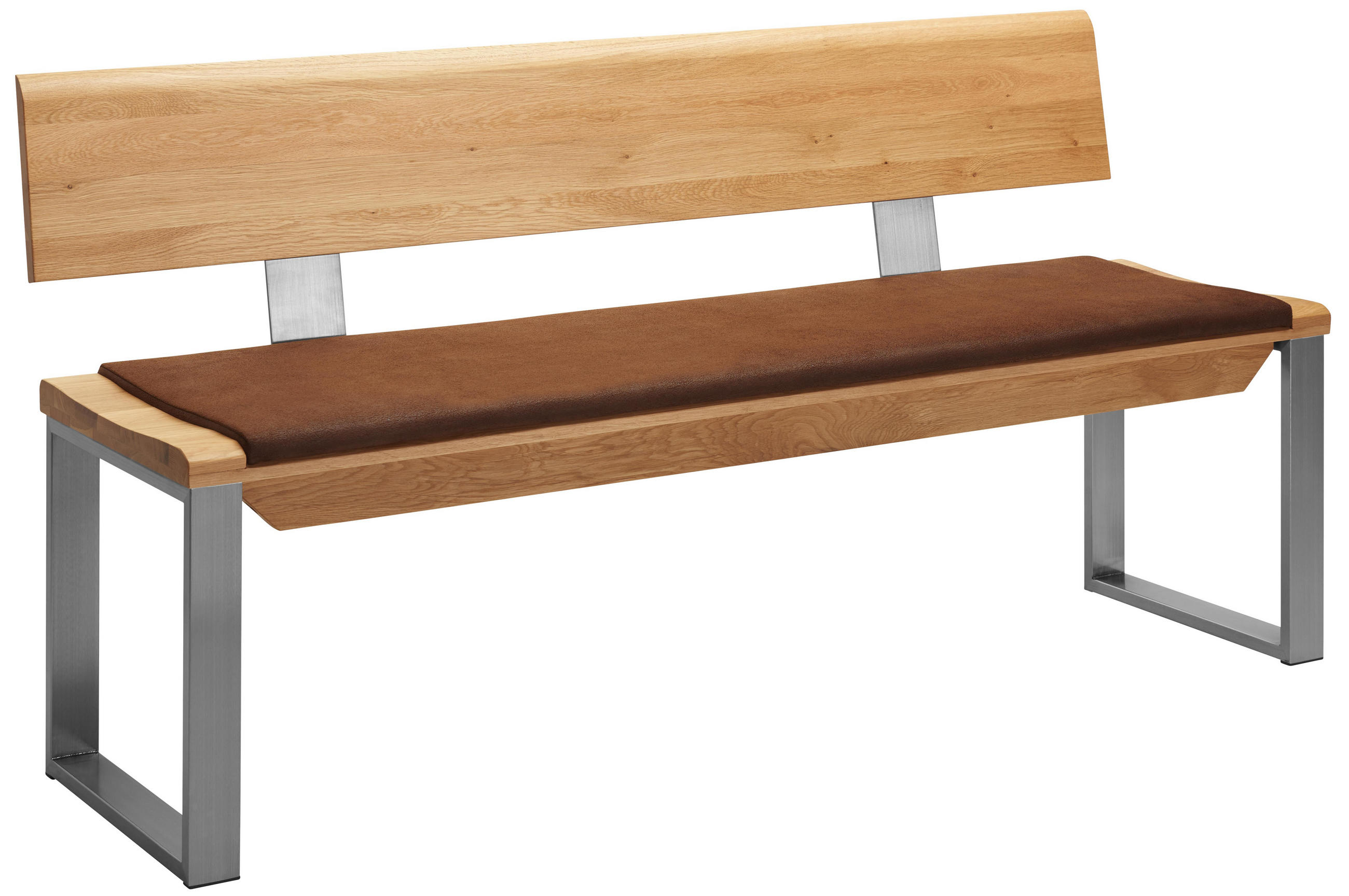 Sitzbank 160/83/54 cm in Braun, Eichefarben, Edelstahlfarben