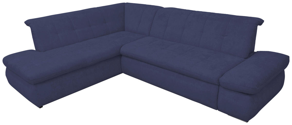 ECKSOFA Dunkelblau Mikrofaser  - Chromfarben/Dunkelblau, KONVENTIONELL, Textil/Metall (216/273cm) - MID.YOU