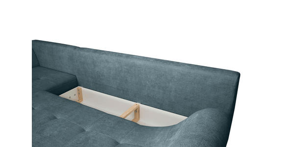 ECKSOFA Blau Struktur  inkl. Rückenkissen, Bettkasten, Schlaffunktion, Rücken echt, Liegefläche im Originalstoff  - Blau/Schwarz, KONVENTIONELL, Textil/Metall (194/274cm) - Carryhome