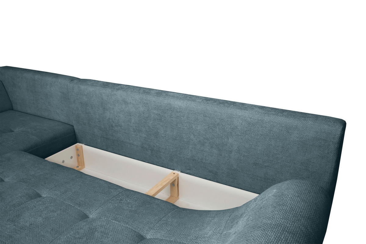 ECKSOFA Blau Struktur  - Blau/Schwarz, KONVENTIONELL, Textil/Metall (194/274cm) - Carryhome