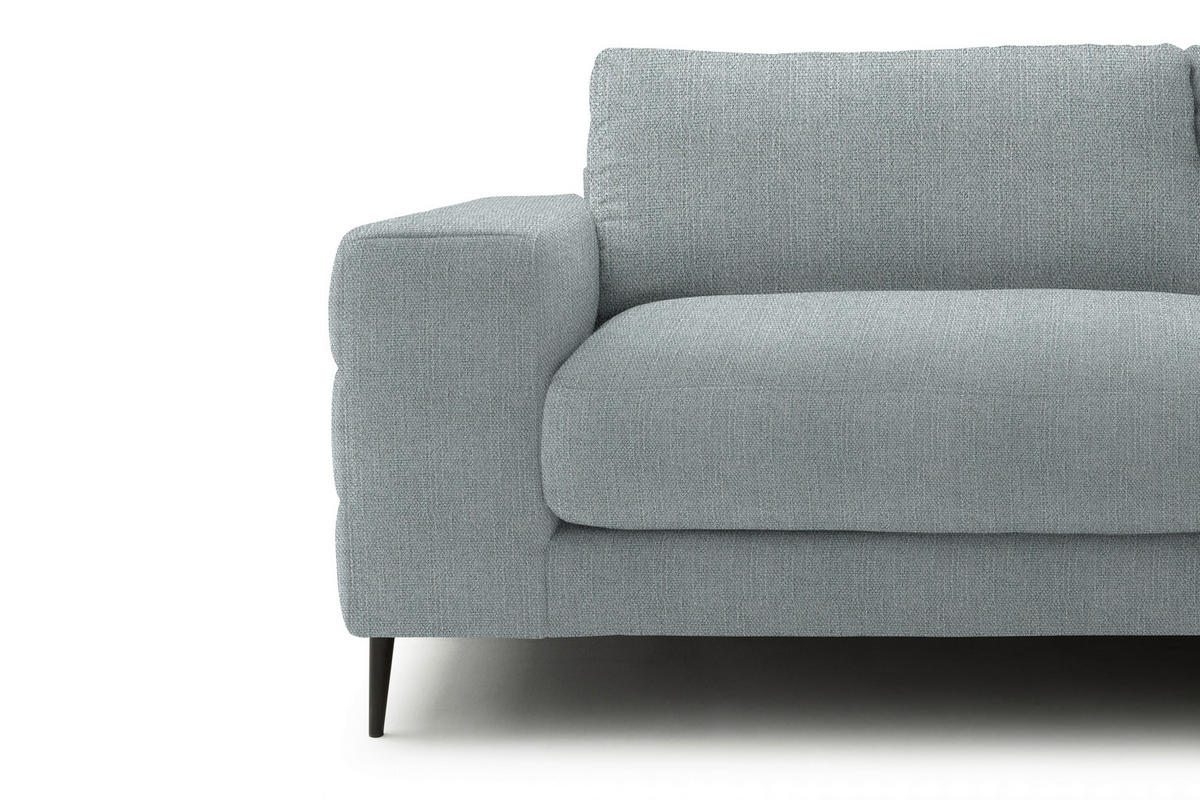 ECKSOFA in Flachgewebe Hellblau  - Schwarz/Hellblau, Design, Textil/Metall (253/177cm) - Dieter Knoll