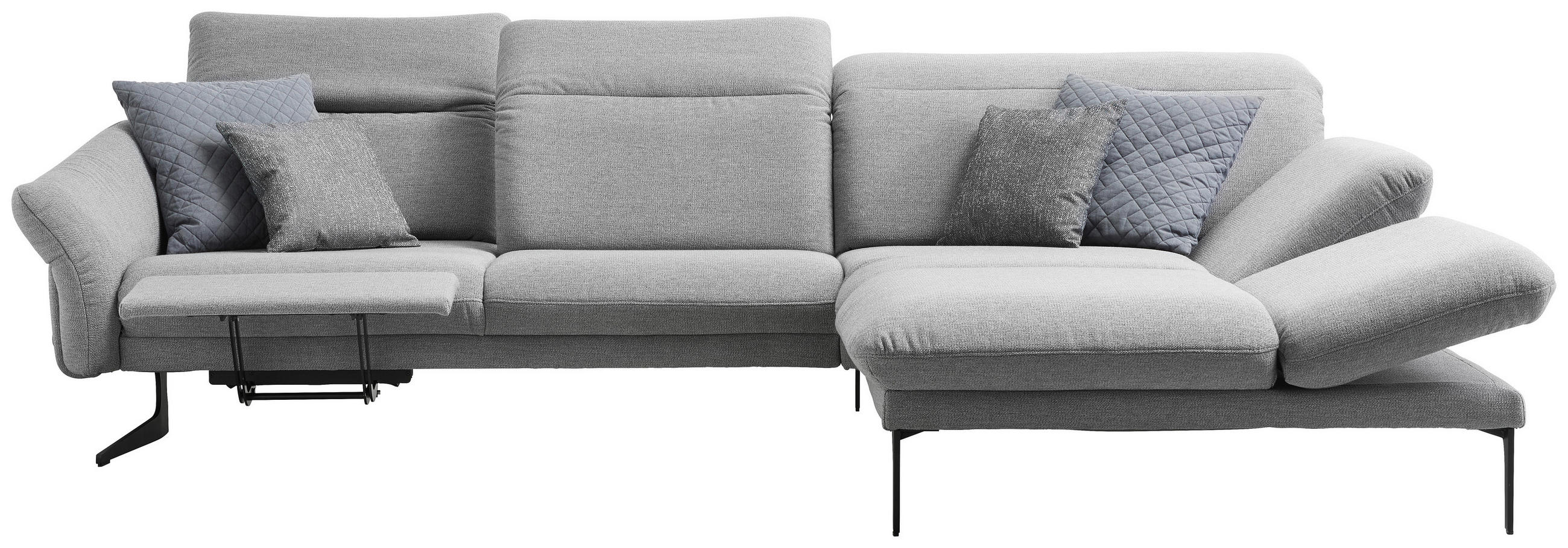 Thumbnail - Himolla Ecksofa, Hellgrau, Textil, 4-Sitzer, Ottomane rechts, L-Form, 299x203 cm, Blauer Engel, Goldenes M, Made in Germ...