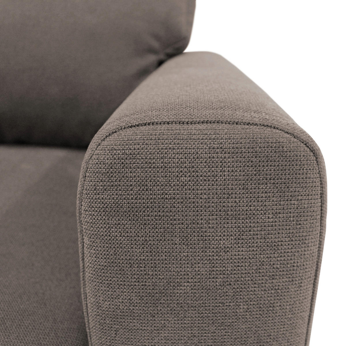 ECKSOFA Hellbraun Flachgewebe  - Hellbraun/Schwarz, Design, Textil/Metall (163/240cm) - MID.YOU