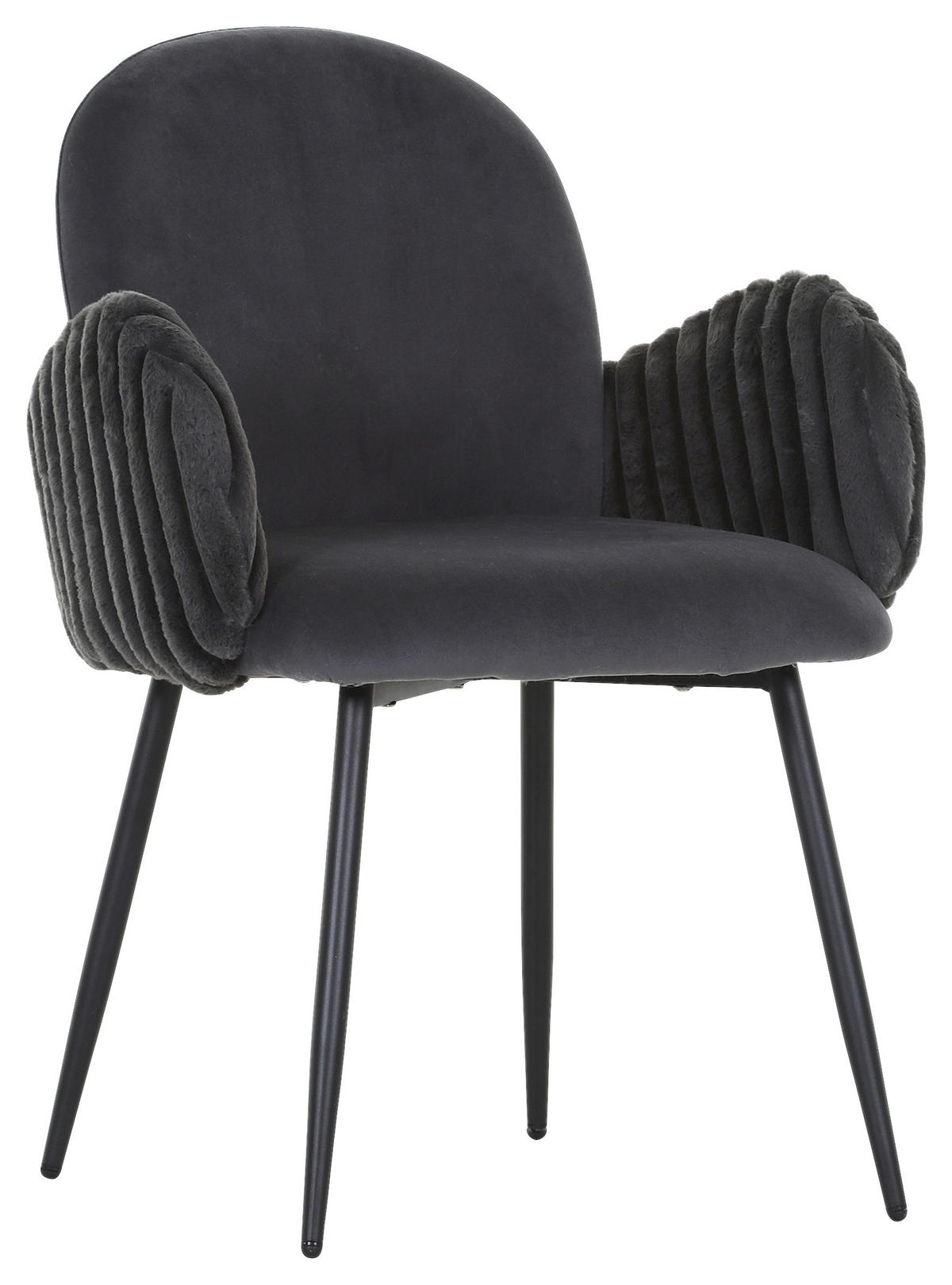 STOL MED ARMSTÖD sammet, plysch  - svart, Design, metall/textil (63/83/62cm) - Landscape