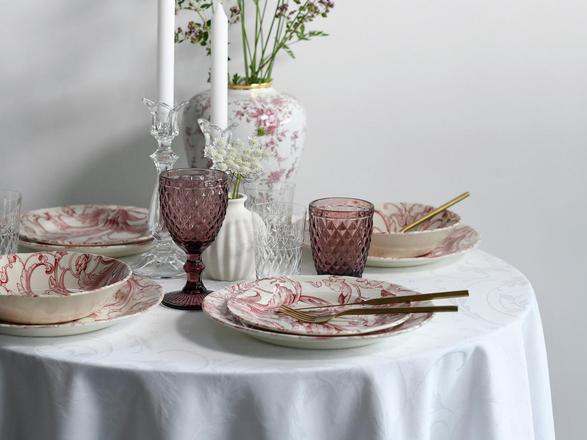 SERVIS Venecia Blue 18 delar  - vit/gammelrosa, Basics, keramik (31/30/32cm) - Creatable