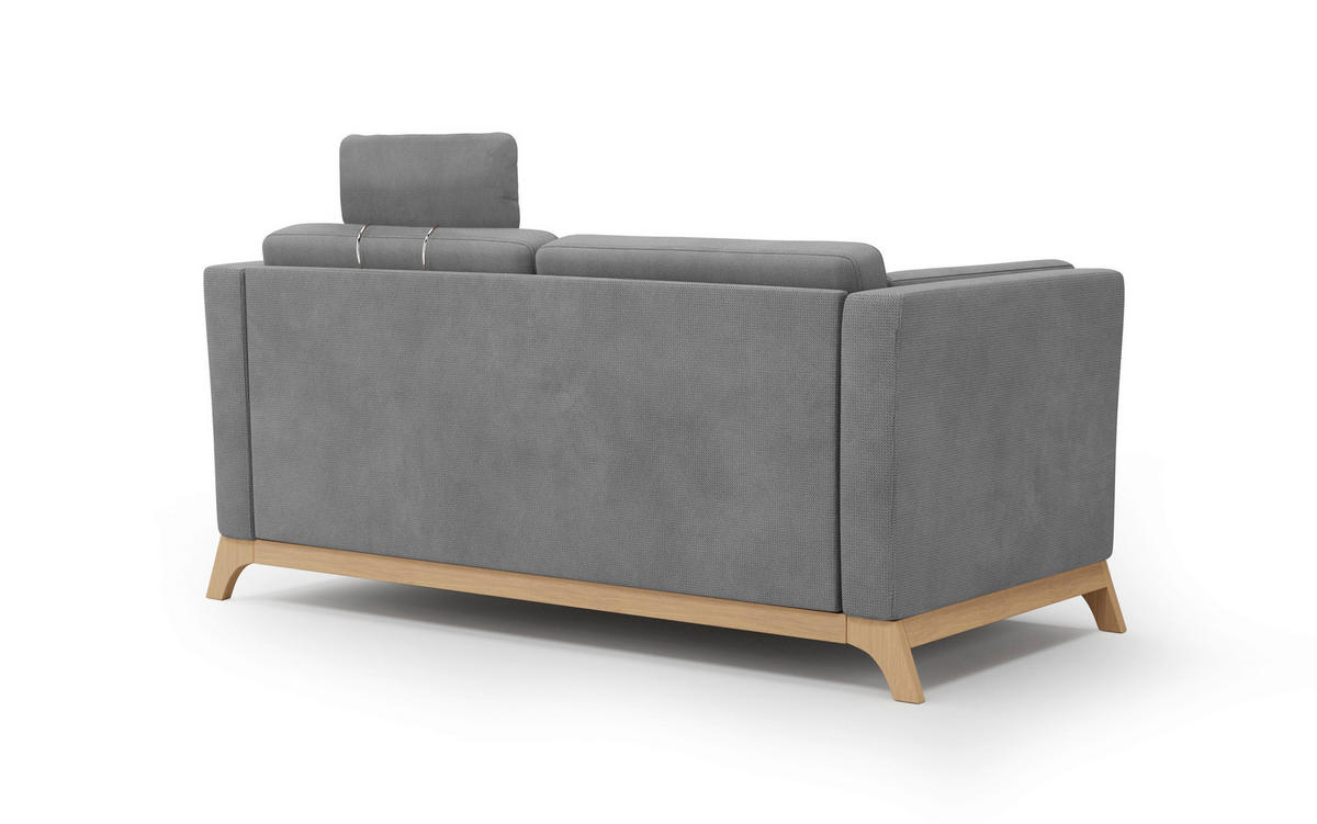 2,5-SITZER in Flachgewebe Grau  - Eichefarben/Grau, KONVENTIONELL, Holz/Textil (183/84/93cm) - Sit & More