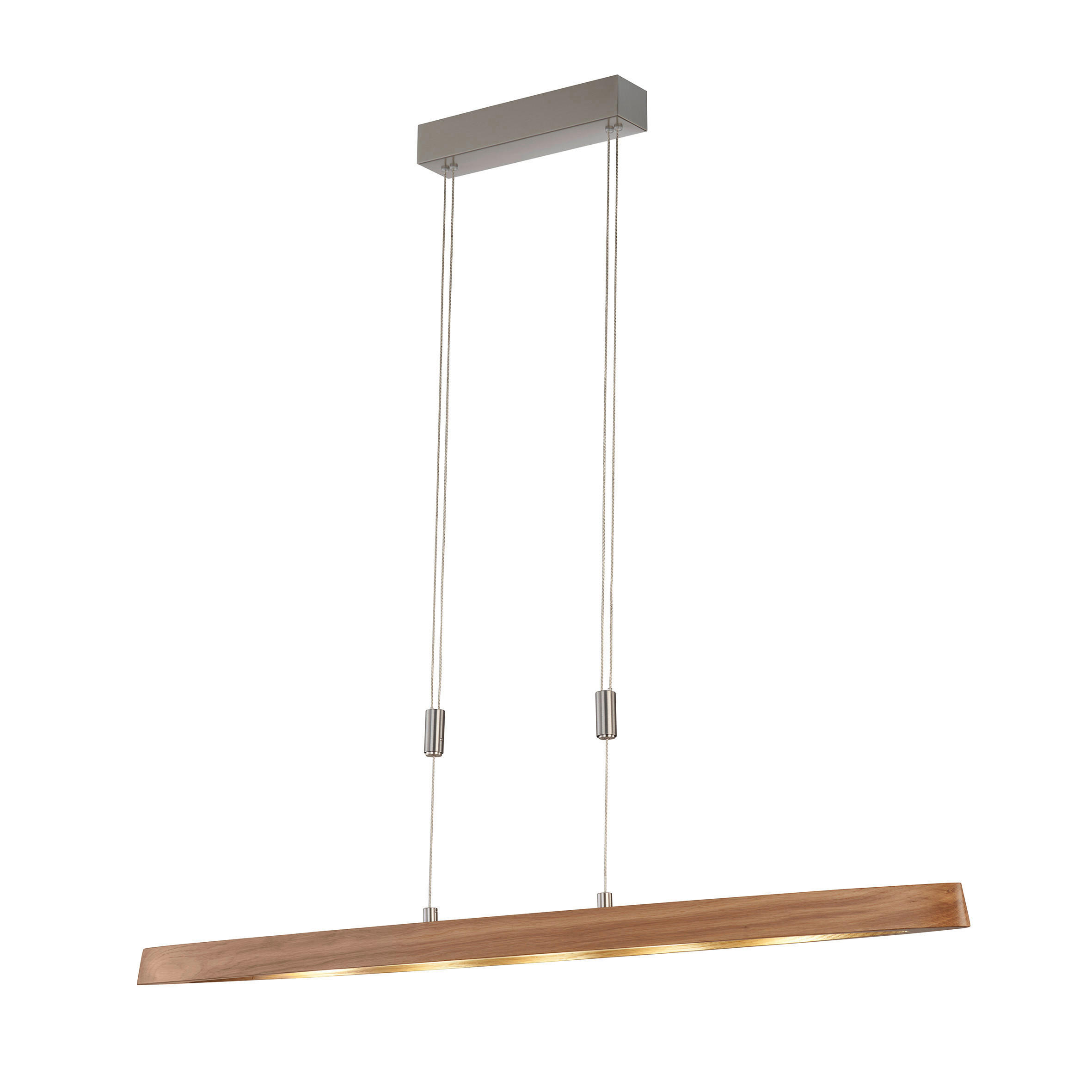 LED-HÄNGELEUCHTE Shine-Wood 106/10/96,5-156,5 cm   - Nickelfarben, Natur, Holz/Metall (106/10/96,5-156,5cm) - Fischer & Honsel