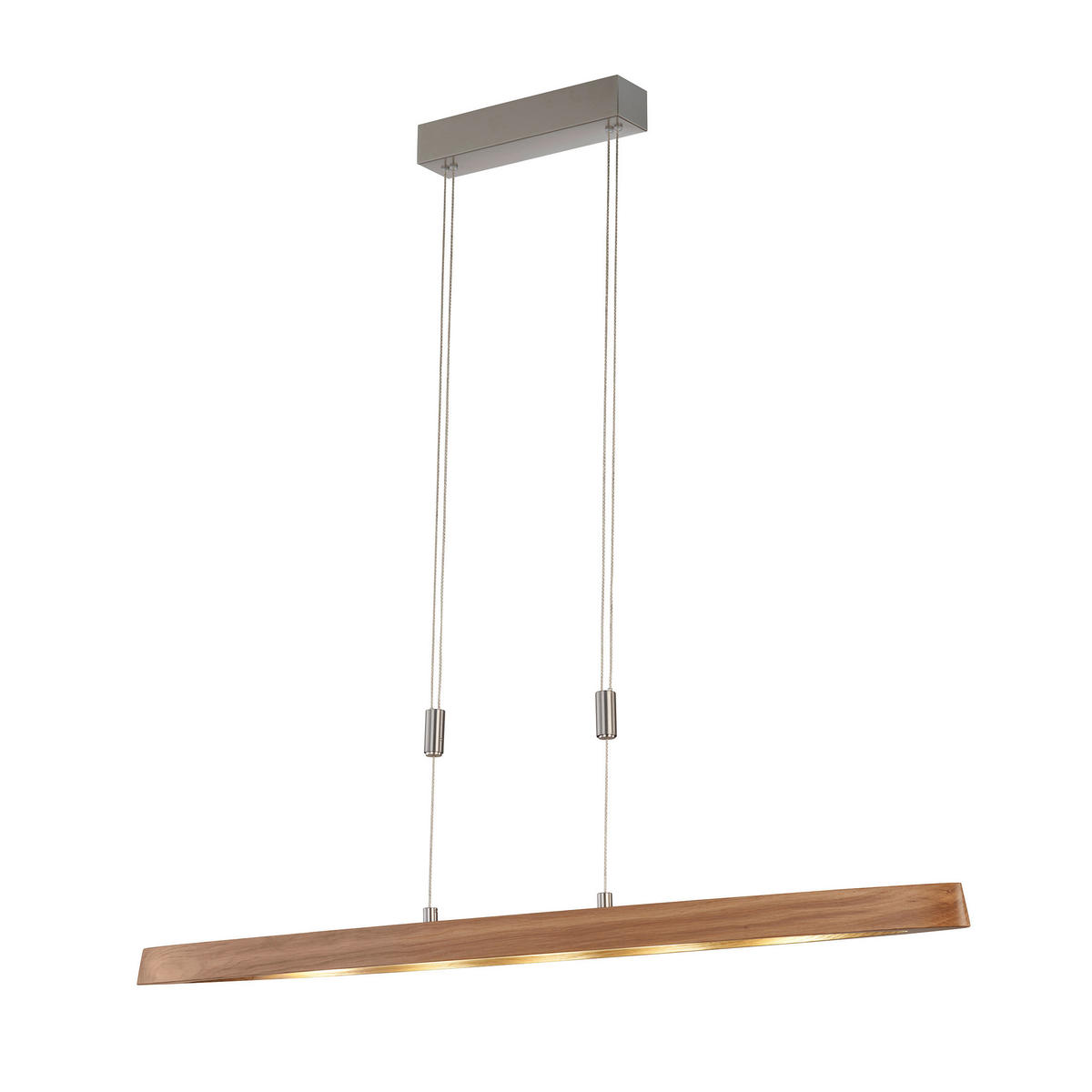LED-HÄNGLAMPA Shine-Wood 106/10/96,5-156,5 cm  - nickelfärgad, Natur, metall/trä (106/10/96,5-156,5cm) - Fischer & Honsel