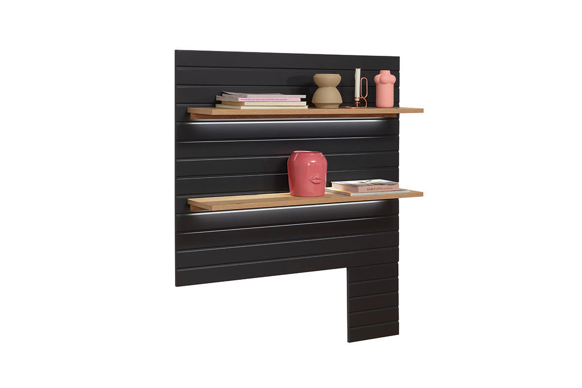 WANDREGAL  - Eichefarben/Dunkelgrau, Design, Holz/Holzwerkstoff (120/142/27cm) - home24