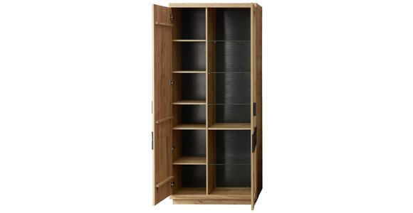 VITRINE Wildeiche Eichefarben, Dunkelgrau - Dunkelgrau/Eichefarben, KONVENTIONELL, Glas/Holz (85/197/38cm) - Cantus