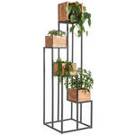 BLUMENSTÄNDER in Holz, Metall 42,5/42,5/150 cm  - Schwarz/Akaziefarben, Trend, Holz/Metall (42,5/42,5/150cm) - Ambia Home