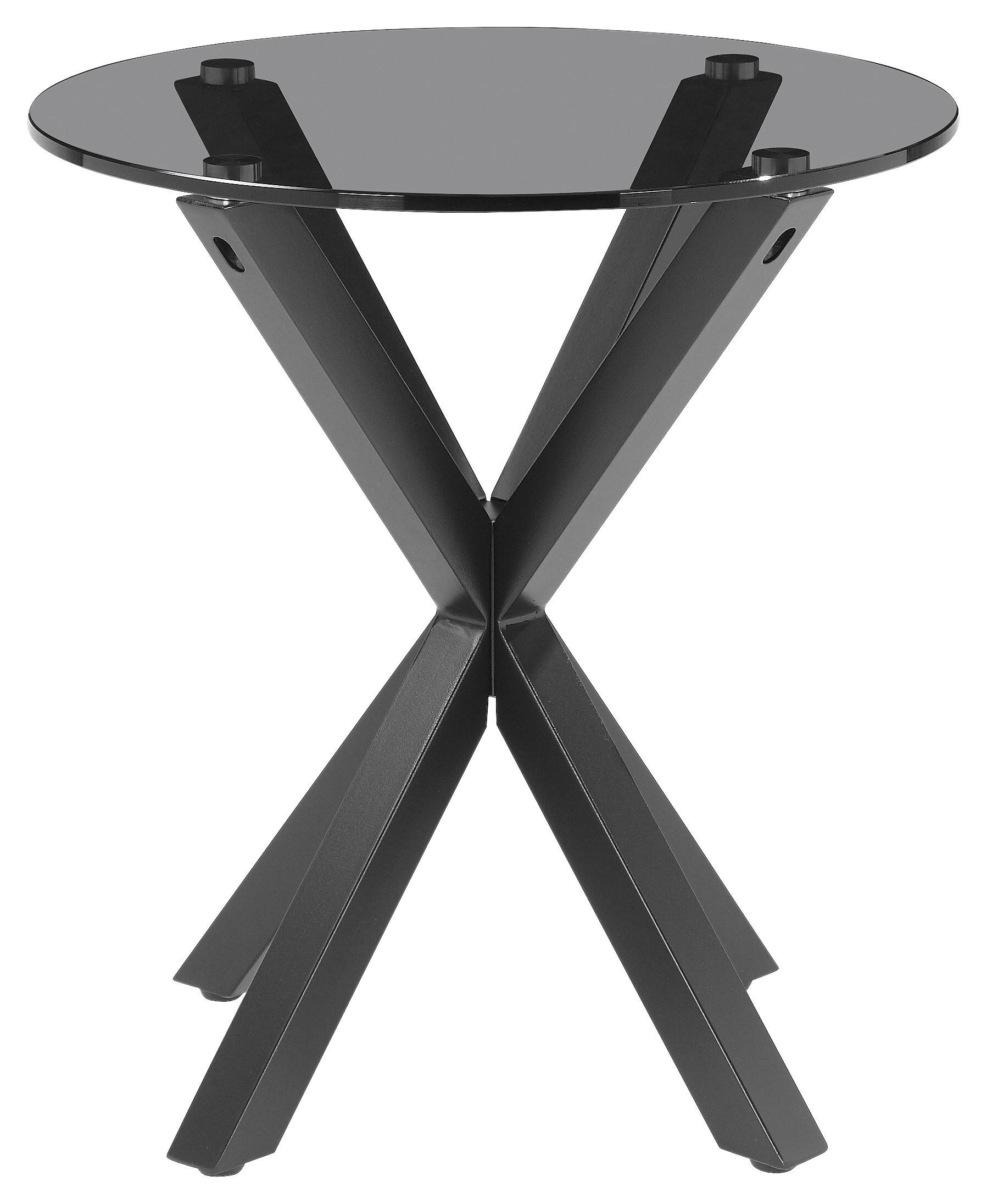 BEISTELLTISCH 50/50/55 cm Grau, Schwarz rund  - Schwarz/Grau, Design, Glas/Metall (50/50/55cm) - Xora