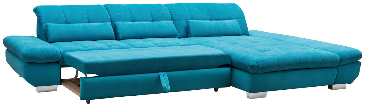 ECKSOFA Türkis Mikrofaser  - Türkis/Schwarz, Design, Textil/Metall (204/341cm) - Xora