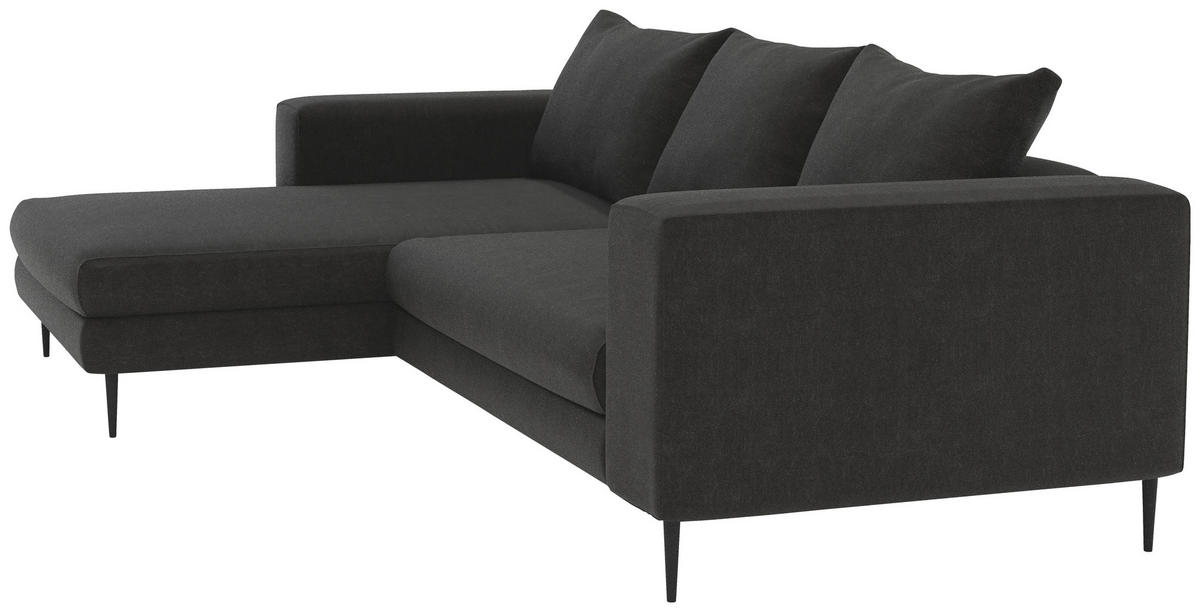 ECKSOFA in Struktur Graphitfarben  - Schwarz/Graphitfarben, Modern, Textil/Metall (170/275cm) - Trendmanufaktur
