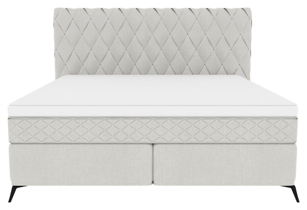 BOXSPRINGBETT 180/200 cm  in Hellgrau  - Hellgrau/Schwarz, Design, Textil/Metall (180/200cm) - Boxxx