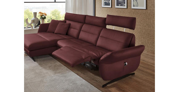 ECKSOFA in Echtleder Bordeaux  169/298 cm  - Bordeaux/Schwarz, Design, Leder/Metall (169/298cm) - Dieter Knoll