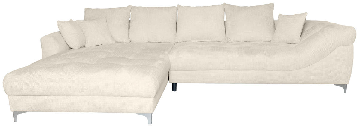 ECKSOFA Greige Chenille  - Chromfarben/Greige, KONVENTIONELL, Textil/Metall (227/329cm) - Carryhome