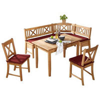 ECKBANKGRUPPE beflockt Wildeiche vollmassiv Rot, Wildeiche  - Wildeiche/Rot, ROMANTIK / LANDHAUS, Holz/Textil (179/137cm) - Venda