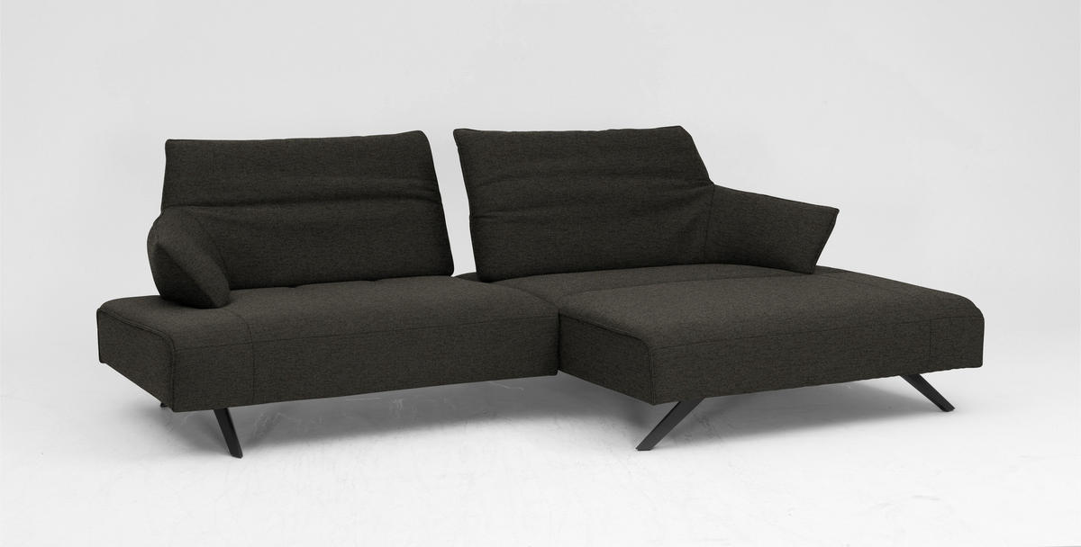 ECKSOFA in Struktur Graubraun  - Anthrazit/Graubraun, Design, Textil/Metall (276/165cm) - Himolla