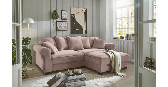 ECKSOFA Rosa Cord  - Schwarz/Rosa, KONVENTIONELL, Kunststoff/Textil (255/185cm) - Hom`in