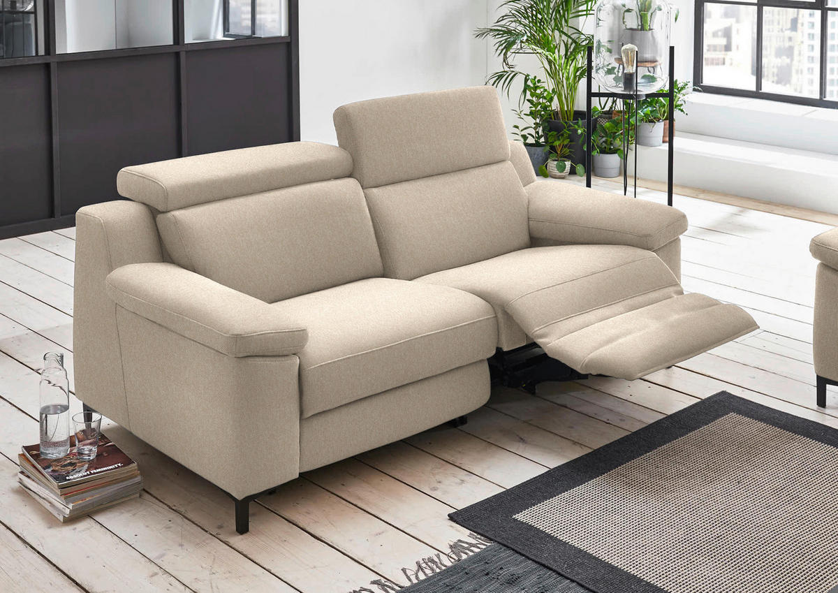 2,5-SITZER in Chenille Sandfarben  - Sandfarben/Schwarz, Design, Textil/Metall (188/84-104/104cm) - Valdera