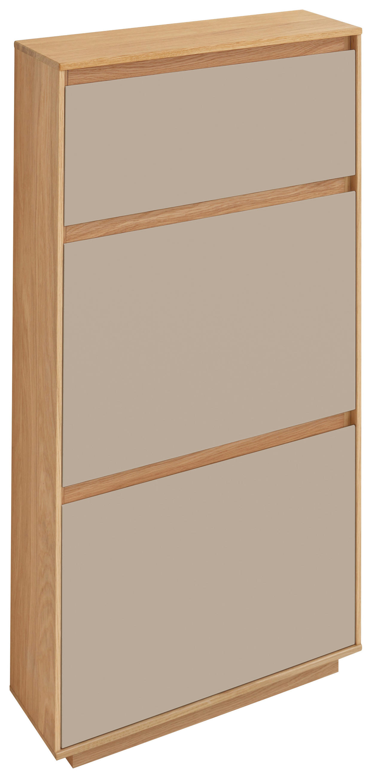 SCHUHKIPPER Eiche teilmassiv lackiert Eichefarben, Sandfarben - Sandfarben/Eichefarben, Design, Holz (62/124/21cm)