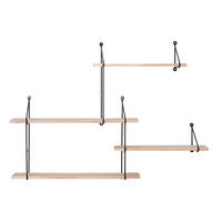 DEKORATIONSVÄGGHYLLA 99/62/17,5 cm  - svart/naturfärgad, Basics, metall/trä (99/62/17,5cm) - Ambia Home