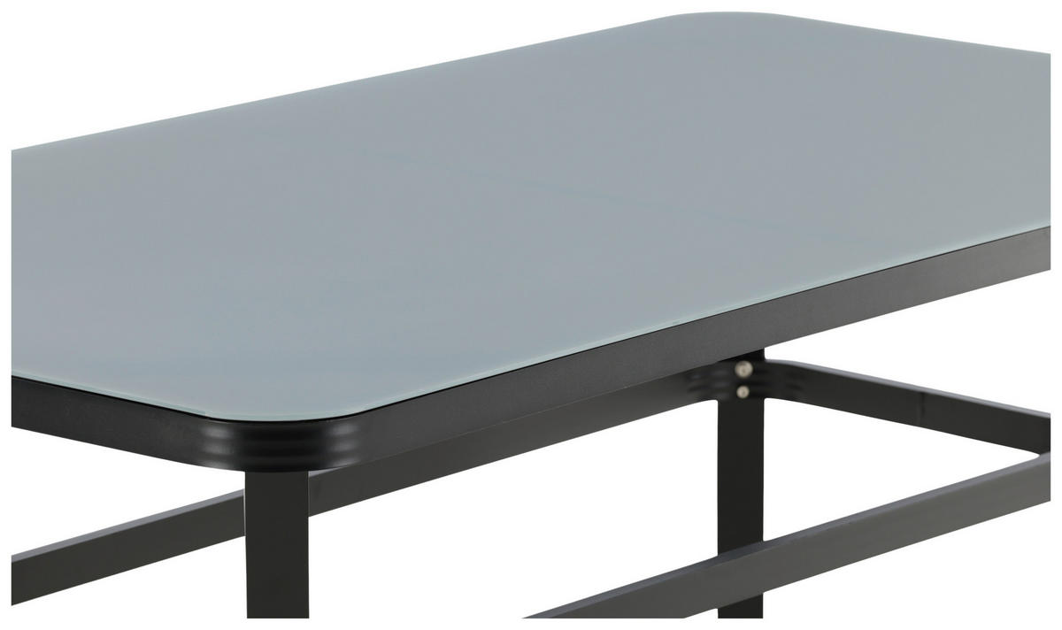GARTENTISCH 160/90/74 cm Metall, Glas rechteckig  - Schwarz/Grau, KONVENTIONELL, Glas/Metall (160/90/74cm) - Gardenson