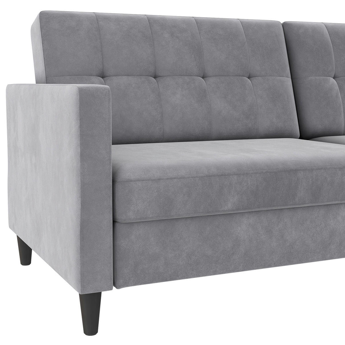 SCHLAFSOFA HANNOVER in Samt Grau Vintage, Skandinavisch, Modern  - Schwarz/Grau, Basics, Kunststoff/Textil (203/82/83cm) - Livetastic