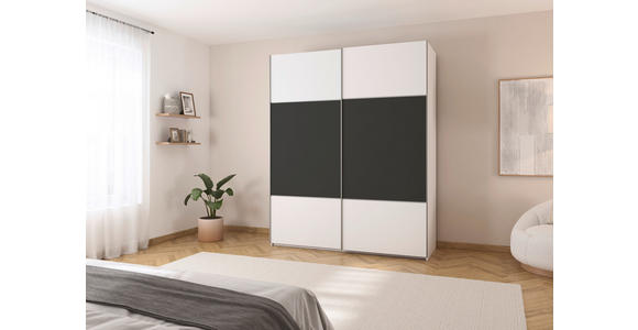 SCHWEBETÜRENSCHRANK 162/223/68 cm 2-türig Graphitfarben, Weiß  - Alufarben/Graphitfarben, KONVENTIONELL, Holzwerkstoff/Metall (162/223/68cm) - Novel