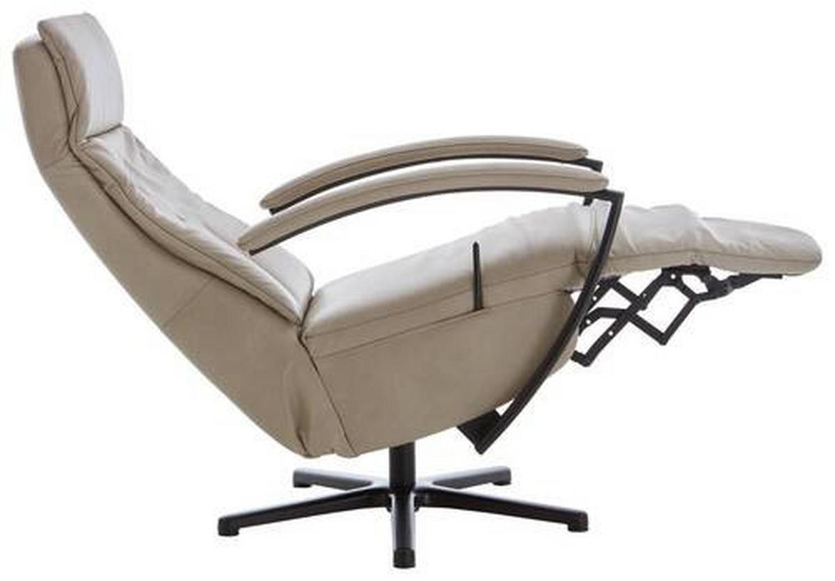 RELAXSESSEL in Leder Beige  - Beige/Schwarz, Design, Leder/Metall (76/112/83cm) - Beldomo Speed
