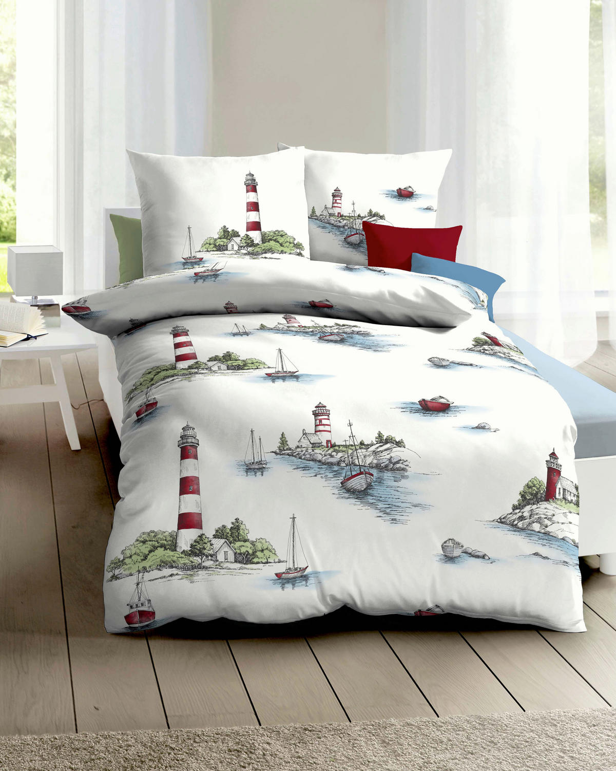 POSTELJNINA Küstenlandschaft 140/200 cm saten večbarvno  - večbarvno, Konvencionalno, tekstil (140/200cm) - Kaeppel