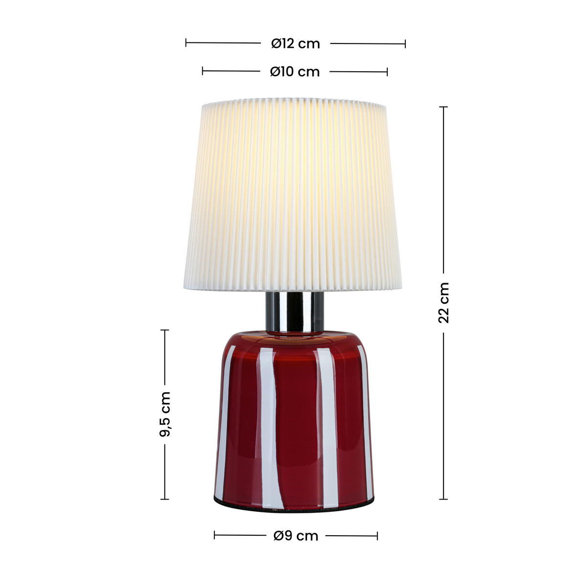 BORDSLAMPA 12/22 cm   - vit/röd, Lifestyle, metall/glas (12/22cm) - Novel