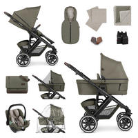 KINDERWAGENSET  Salsa 4 Air Starter Set  Wheat  - Schwarz/Olivgrün, Basics, Textil/Metall (77/35/110cm) - ABC Design
