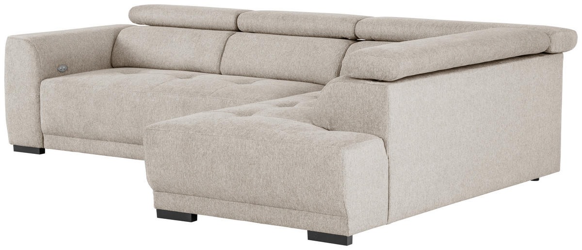 ECKSOFA Greige Struktur  - Greige/Schwarz, Design, Kunststoff/Textil (284/205cm) - Xora