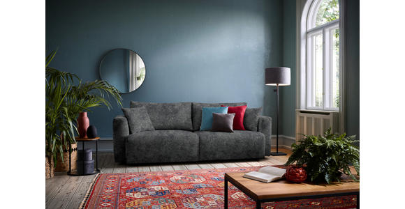 SCHLAFSOFA in Velours Anthrazit - Anthrazit/Schwarz, Design, Kunststoff/Textil (250/92/105cm) - Carryhome