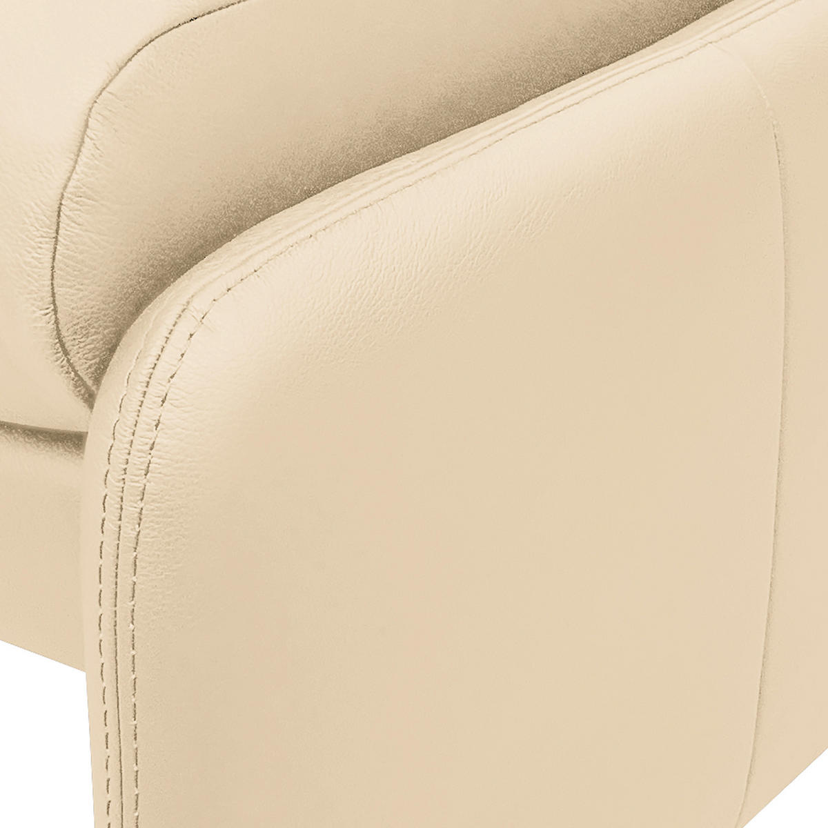 HOCKER Echtleder Beige  - Beige/Silberfarben, Design, Leder/Metall (62/42/60cm) - Livetastic