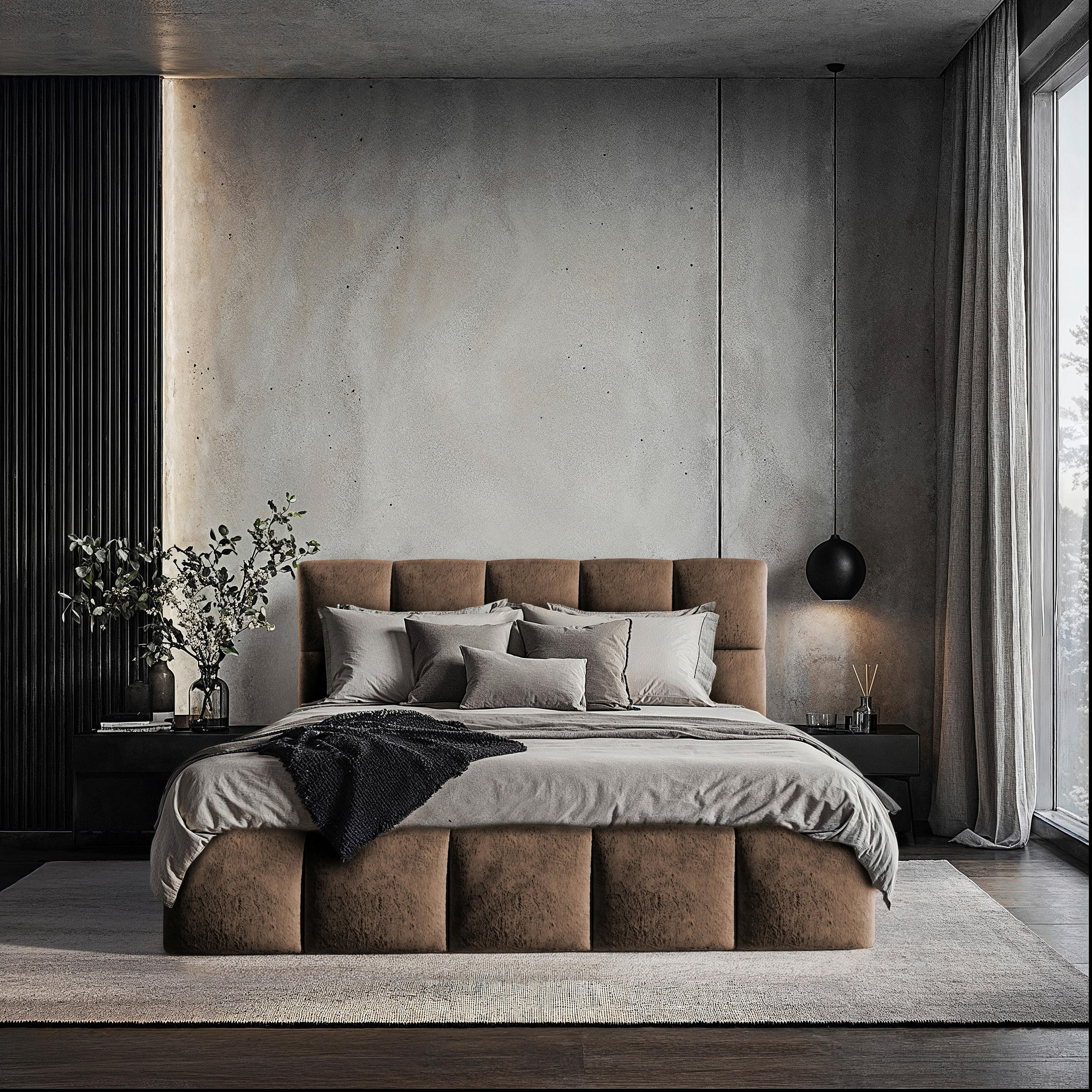 Polsterbett Cherry Mikrofaser 180/200 cm,  in Braun, Lattenrost, Bettkasten,  - Schwarz/Braun, MODERN, Holz/Holzwerkstoff (180/200cm) - MID.YOU