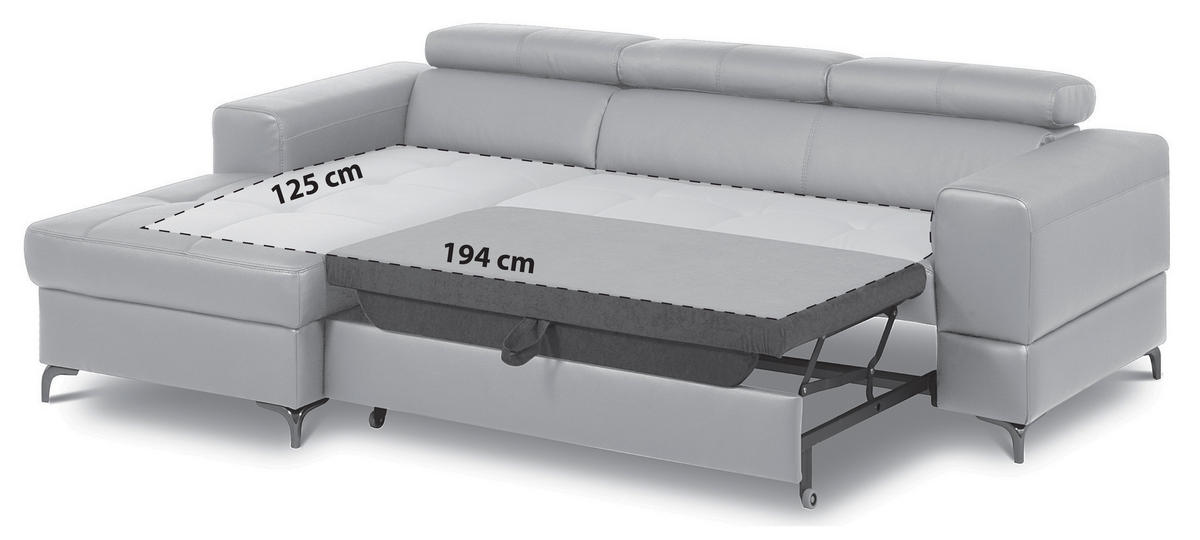 ECKSOFA  in Lederlook Echtleder Grau  - Schwarz/Grau, Design, Leder/Textil (173/247cm) - Livetastic