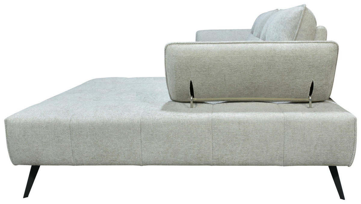 ECKSOFA Ottomane rechts  Greige Chenille  - Greige/Schwarz, Design, Textil/Metall (284/188cm) - Stylife